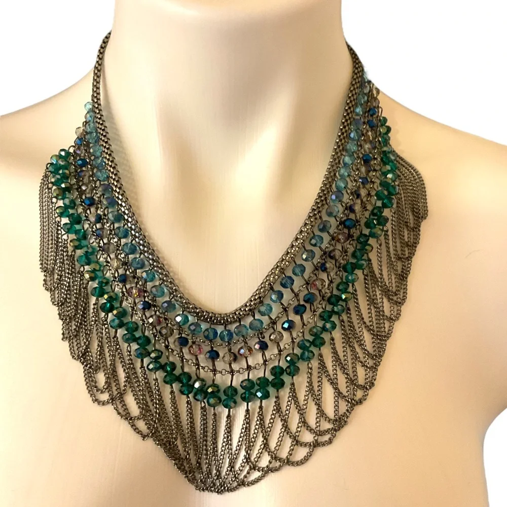 NIQUEA.D Egyptian Style Crystal Statement Necklace NWT